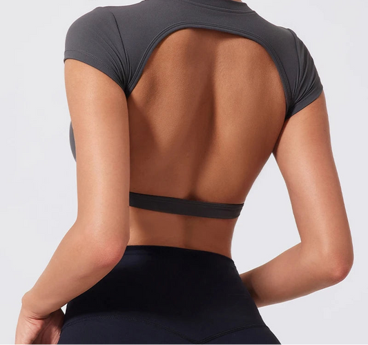 Women's Sports Workout Top Fitness Activewear Quick-Dry Yoga Clothes Sport Crop Top Backless Gym Top