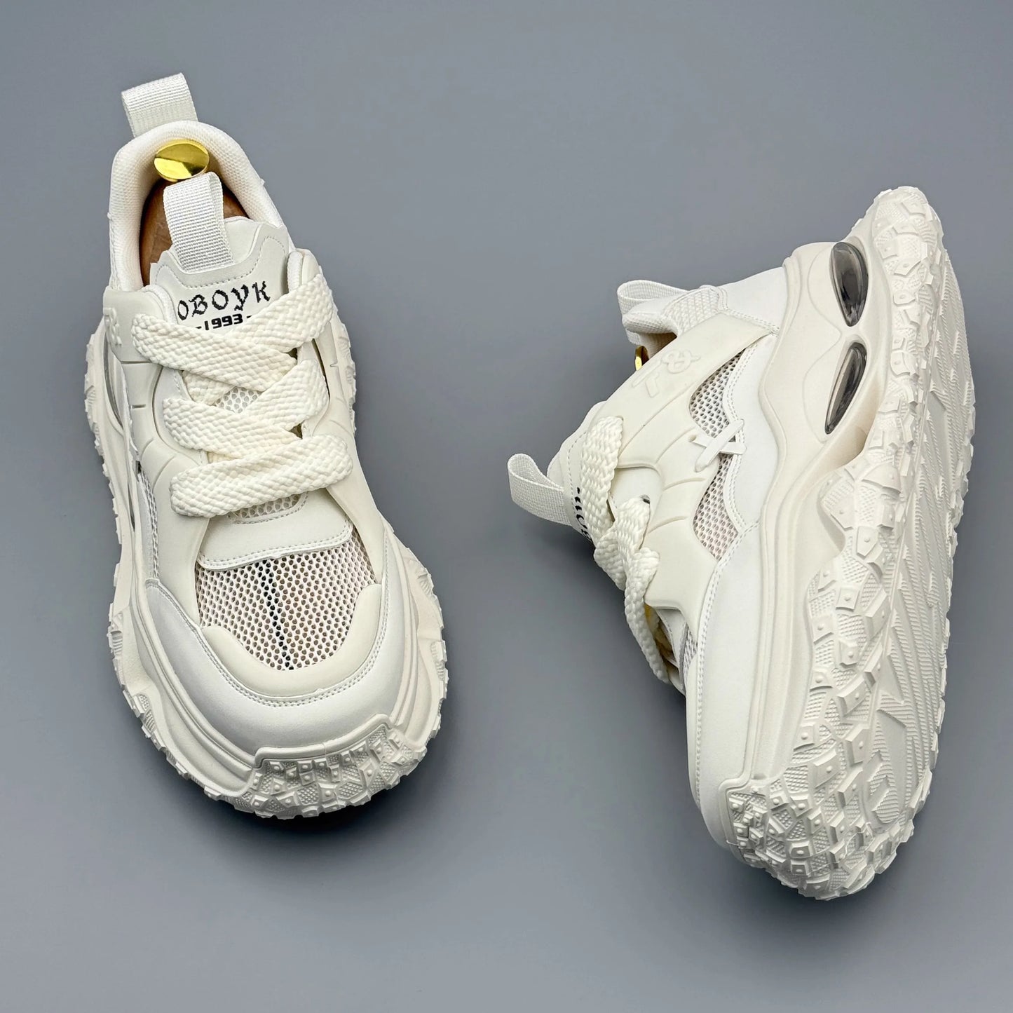 Men's Platform Sneakers - Breathable Lace-Up Tennis Sports Shoes