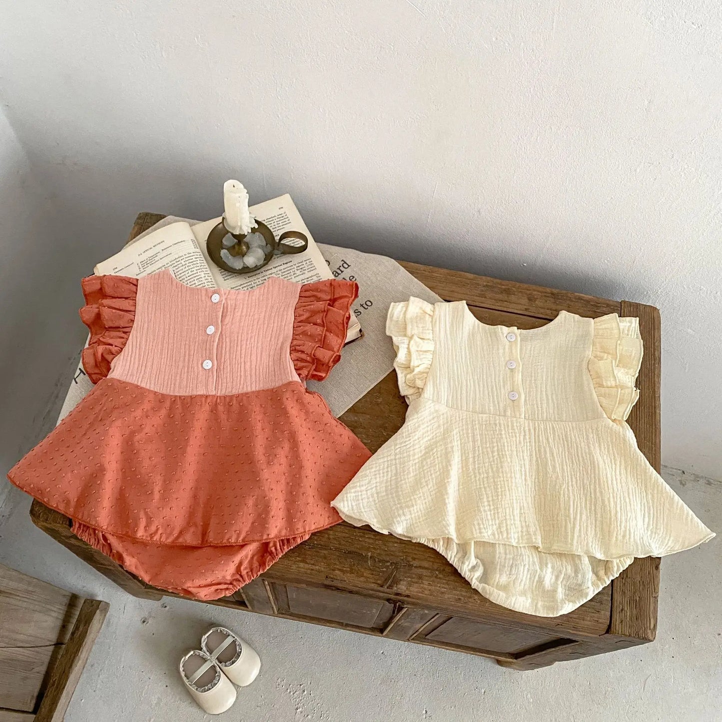 Summer Baby's Girls Tulip Embroidery Girl One Piece Ruffle Sleeve Babygrow Outfit