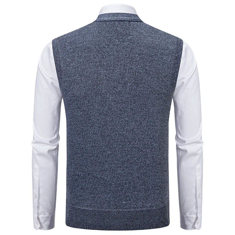 Men's Slim Fit Knit Vest - V-Neck Sleeveless Waistcoat Smart Casual