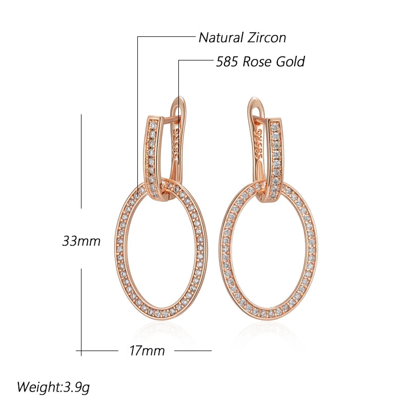 Women Natural Zircon Big Drop Earring  585 Rose Gold Colour