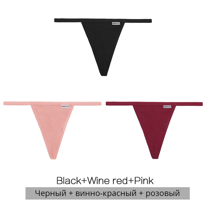 Cotton Thongs 3-Pack Set - Low-Rise Comfortable Underwear
