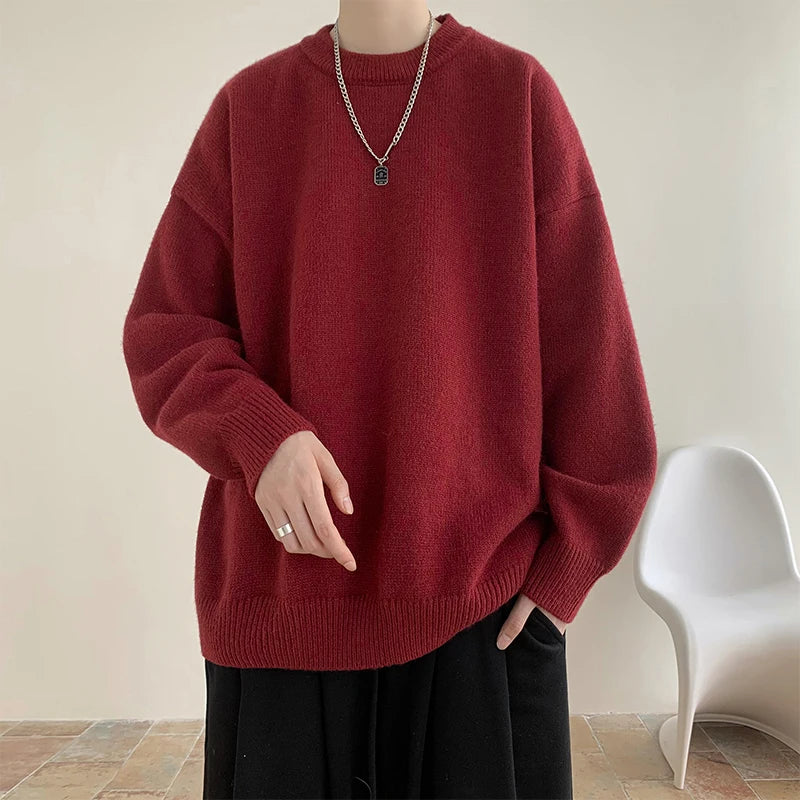 Men's Knit Pullover - Loose Casual O-Neck Sweater