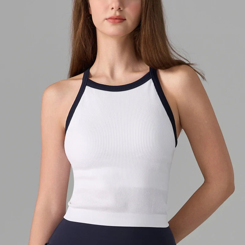 Women's Seamless Knitted Yoga Top - Sleeveless Quick Dry Workout Vest