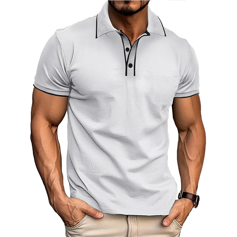 Men's Summer Smart Casual  Turn Down Collar Short Sleeve Polo Shirt