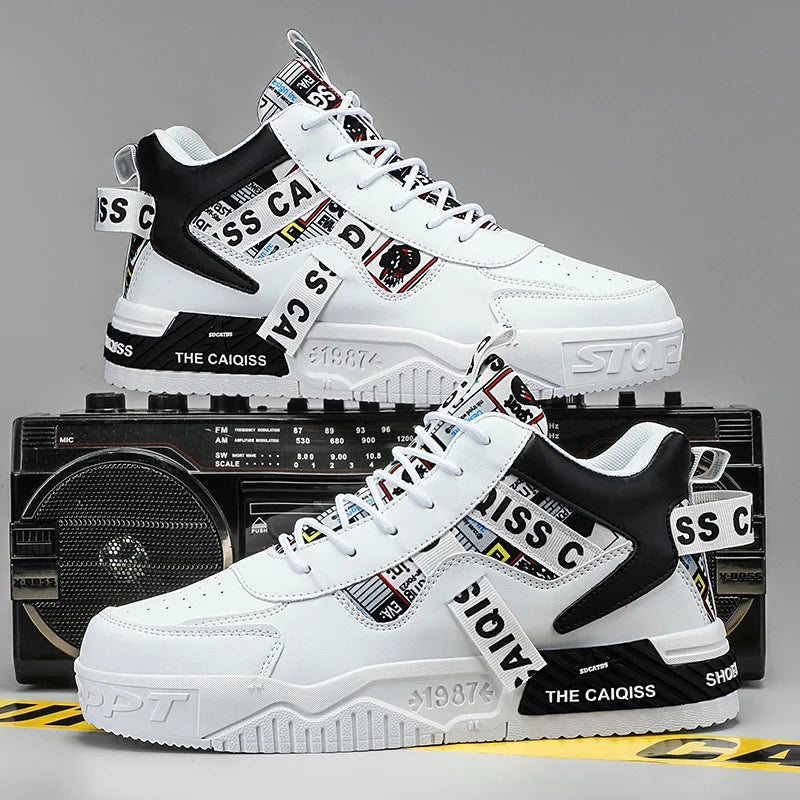 Platform Vulcanized High-Top Sneakers - Unisex Sports Shoes