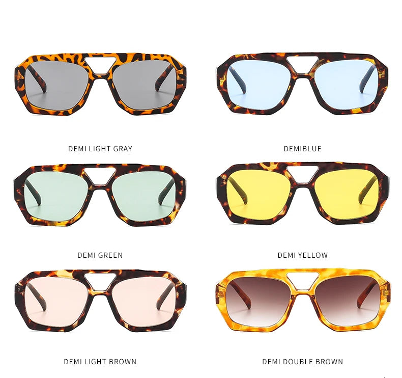 Women's 2pcs Set Fashion  Retro Square UV Resistant  Sunglasses