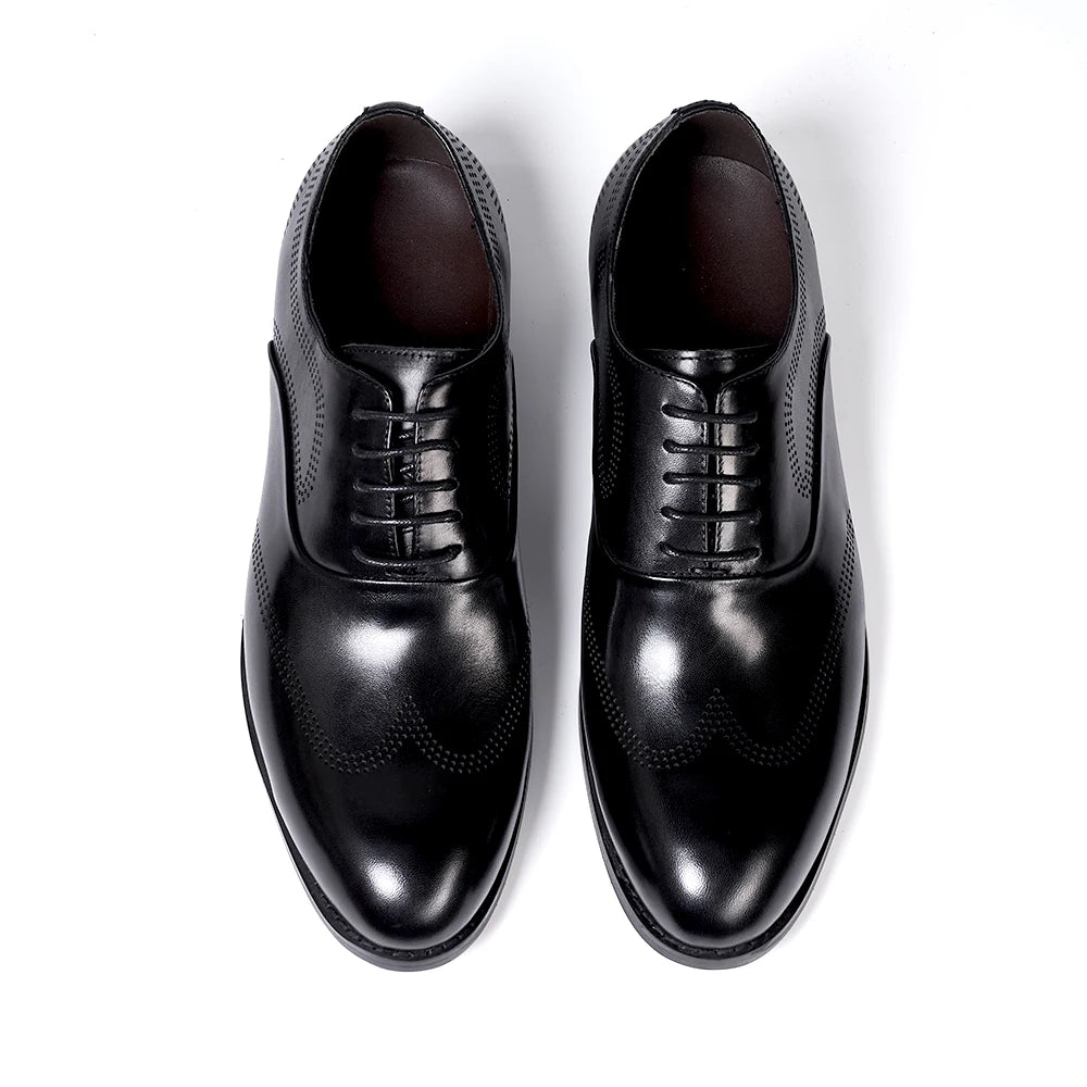 Men's Classic Style Lace-Up Oxfords Genuine Leather Shoes