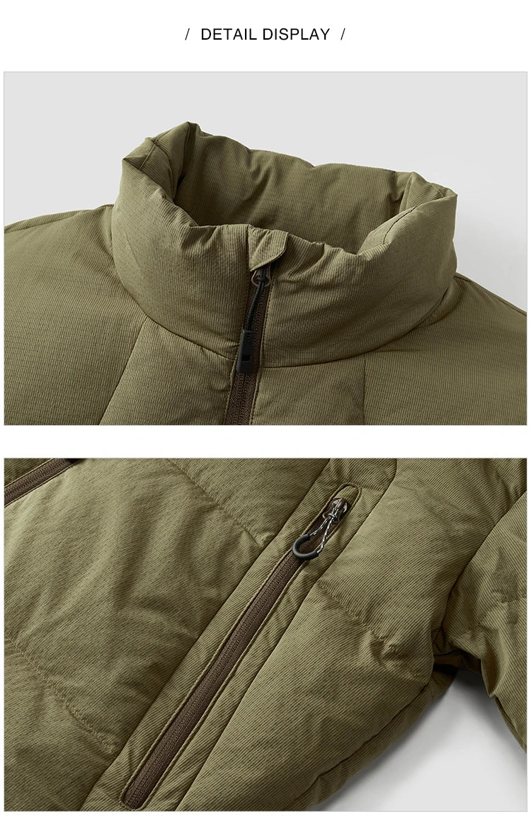 Down Jacket Men Textured Loose Fit Stand Collar Puffer Coat Winter Versatile Outerwear