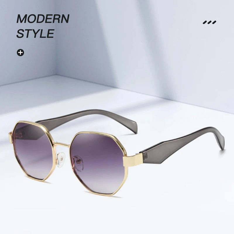 Trendy Polygonal Metal Frame Sunglasses - Women's Retro UV400 Protection