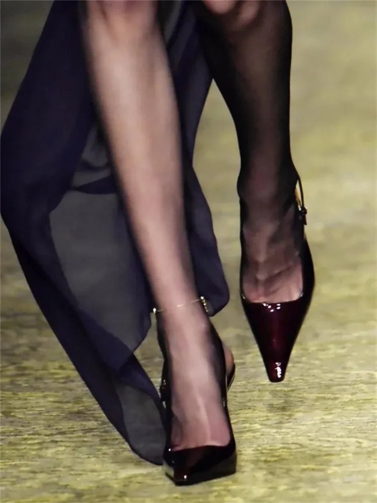 Women's Pointed Stiletto Sandals - One-Line Buckle Strap High Heels