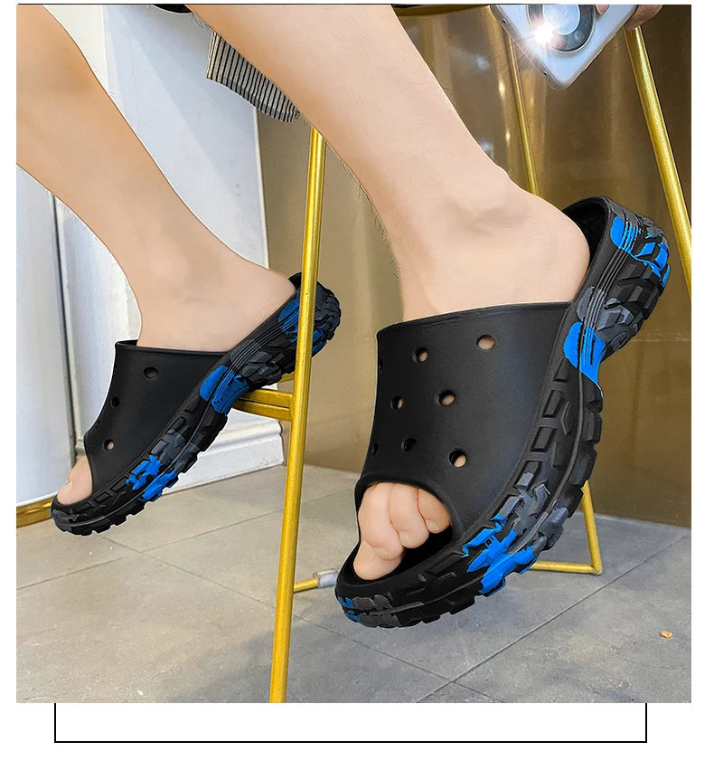 Men's Summer Slippers Slides Non-slip Casual Beach Sandals Platform Comfortable Clogs