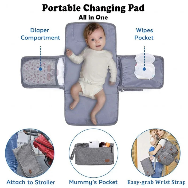 3-Piece Parent Bag Set - Large Capacity Waterproof Nappy Bag