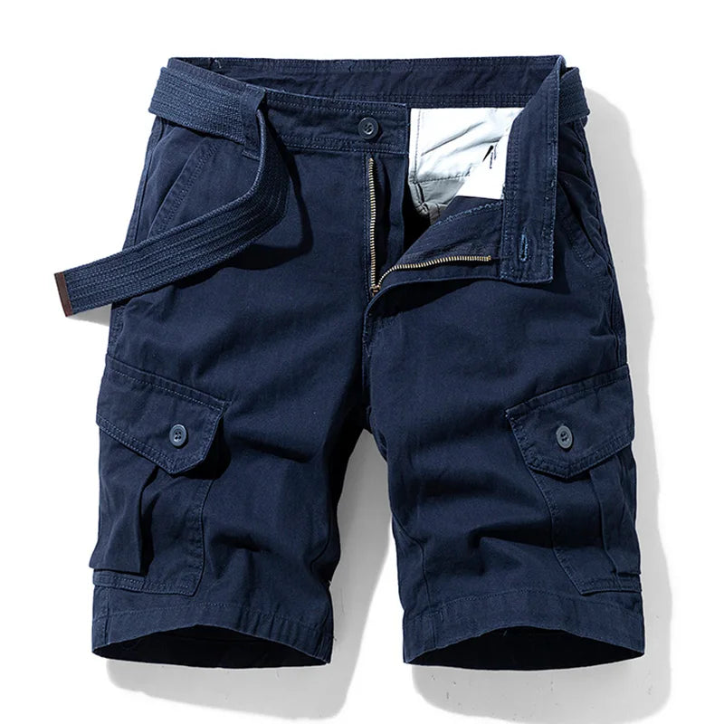 Summer Cotton Cargo Shorts - Multi-Pocket Casual Knee Length Shorts