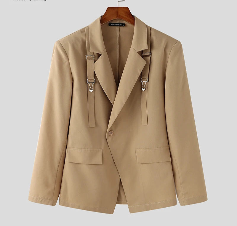 Men's Deconstruct Metal Buckle Long Sleeved Blazer