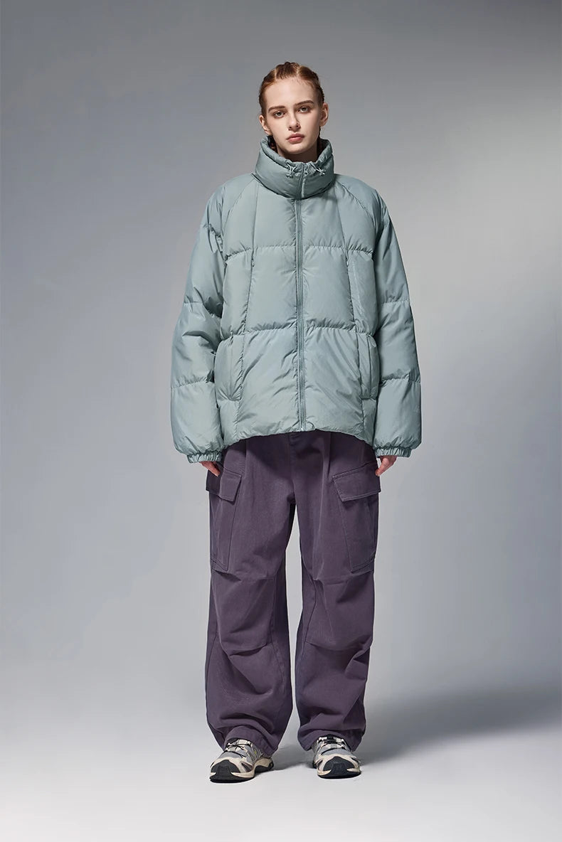 Minimalist Down Jacket Unisex - 90% Down Fill High Collar Winter Outerwear