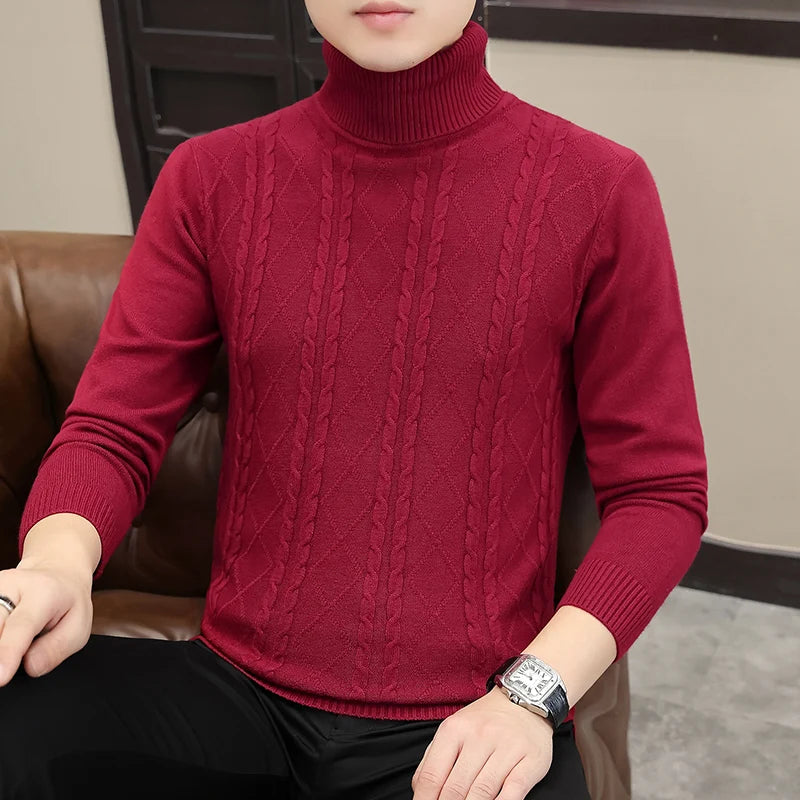 Thin Slim Fit Turtleneck Knit Pullover
