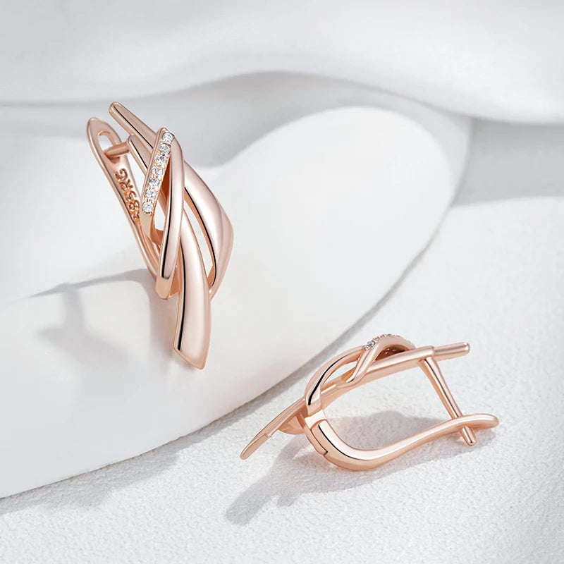Elegant Geometric Drop Earrings - Rose Gold