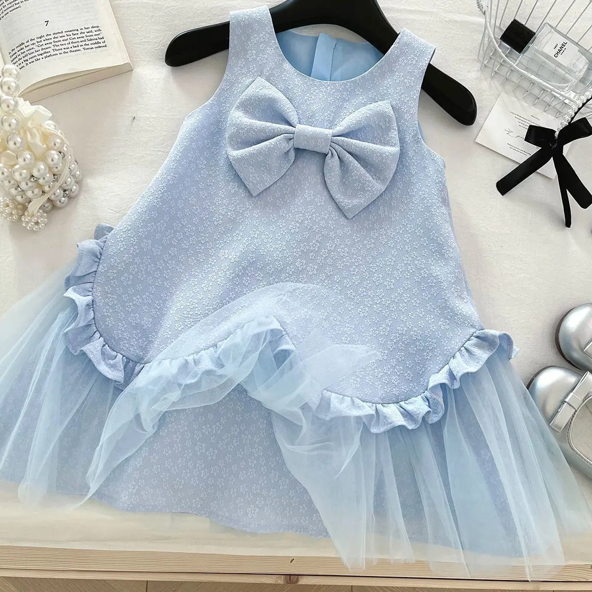 Girl's Clothes Round Neck Sleeveless Floral Princess Cute Elegant Easter Toddler Dress