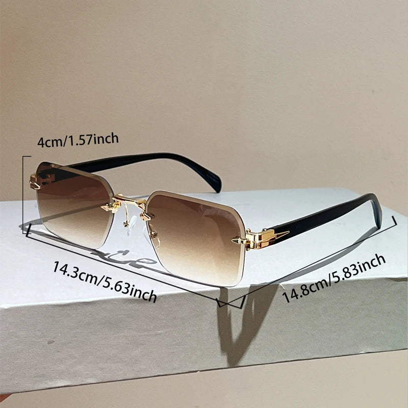 Vintage Rimless Square Sunglasses – Unisex Gradient Shades