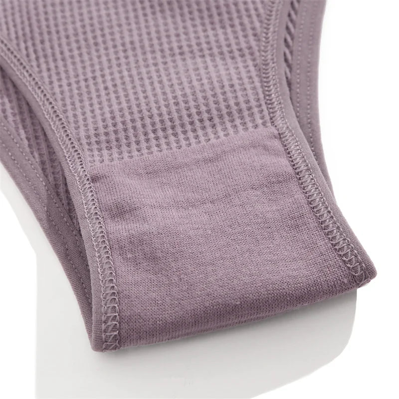 Women's Cotton Brazilian Panties 3-Piece Set - Waffle Style Underwear