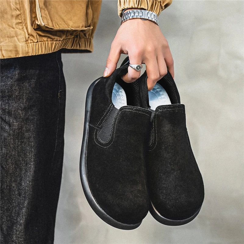 Men's Casual Sneakers British Style Loafers Slip-on Suede Leather Shoes
