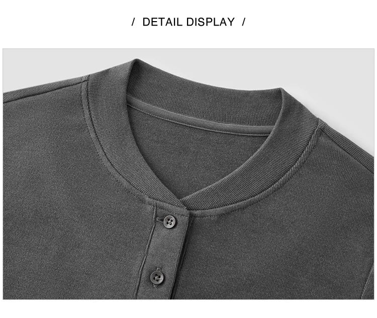 Long Sleeve Cropped Thermal Fleece Layered Henley Neck Slim Fit Top