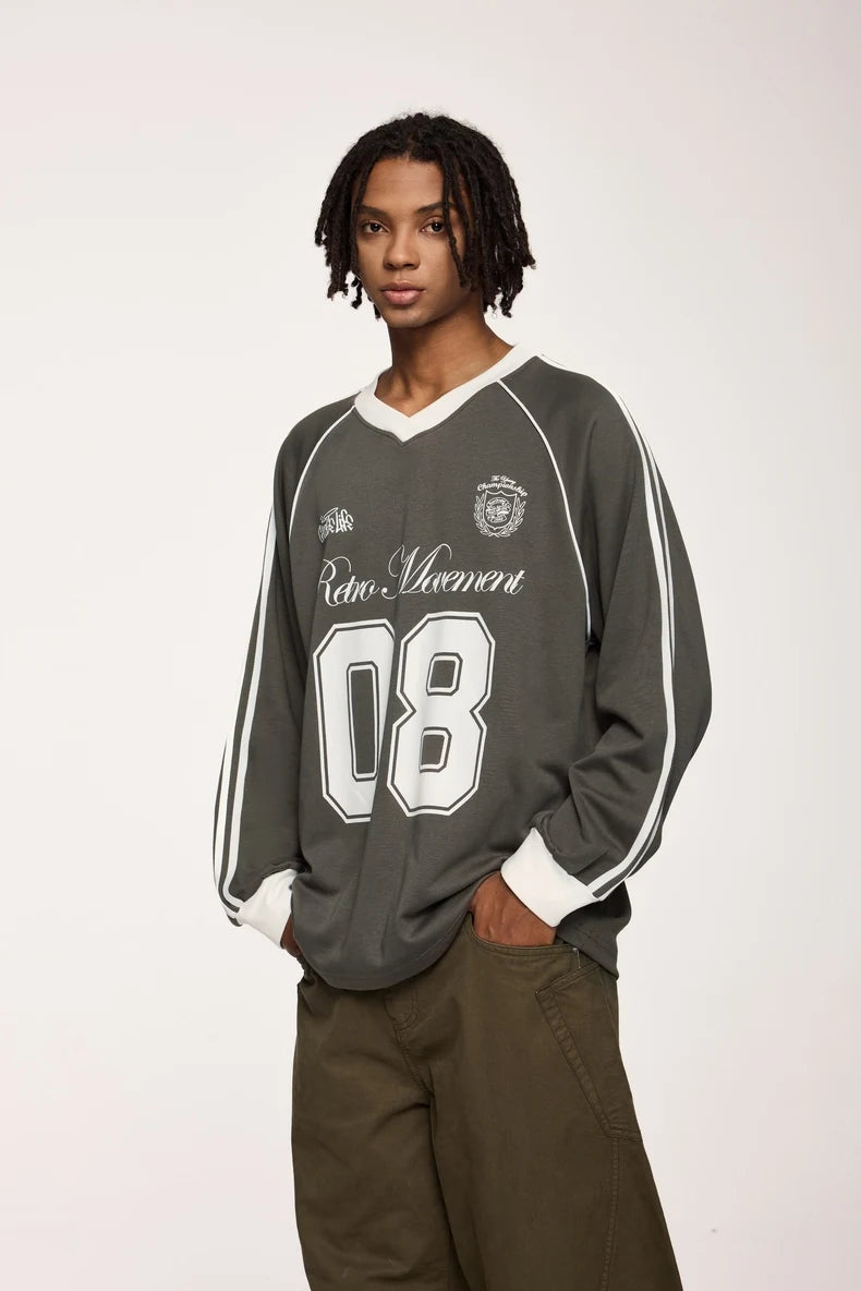 Unisex Graphic Football Jersey Loose Fit Long-sleeved sportswear T-Shirt