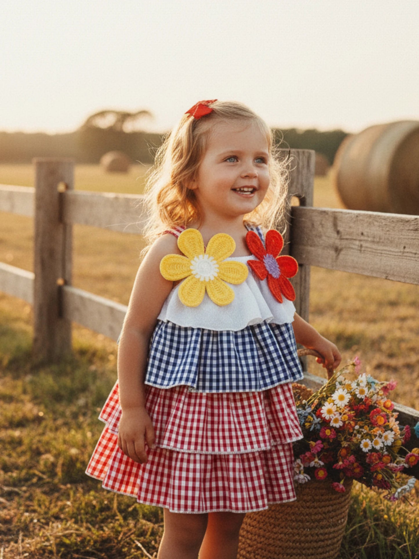 Baby Girls' Plaid Ruffle Floral Cami Dress