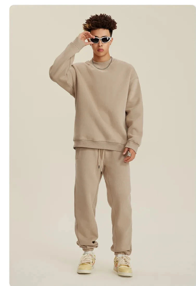 Unisex Round Neck Oversized Sweatshirt and Joggers Set