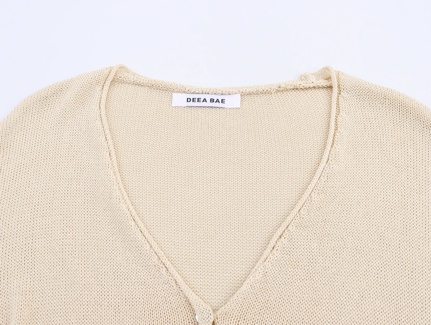 Women's Linen Blend V-Neck Long Sleeve Knitted Jacket - Versatile Summer Cardigan