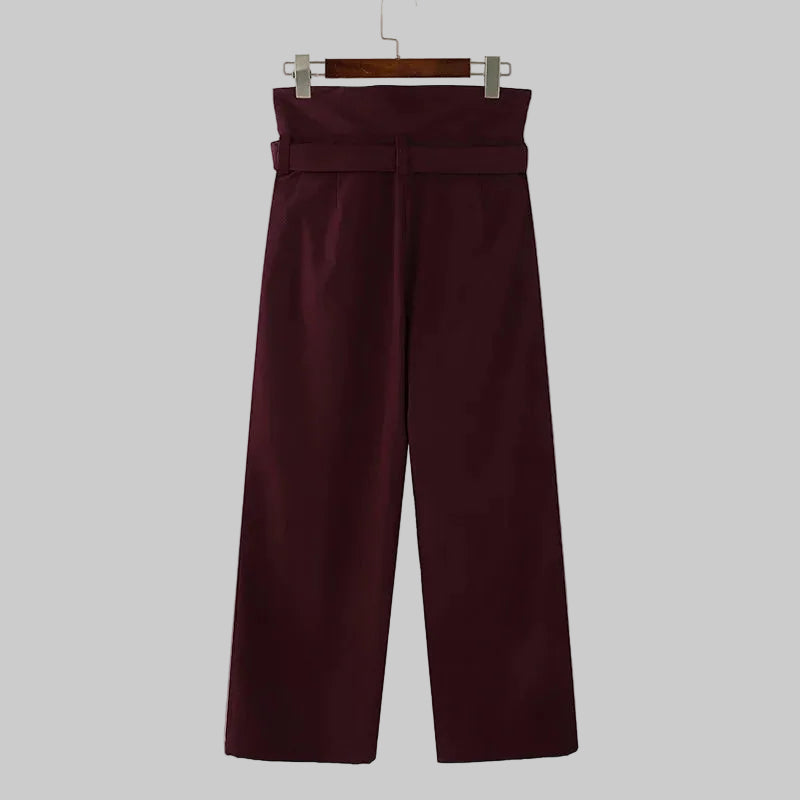 Deconstructed High Waist Wide Leg Trousers
