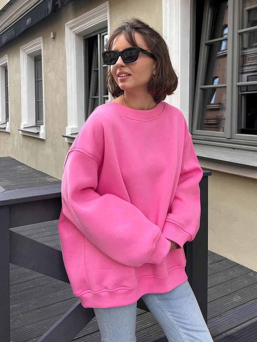 Women's Oversized Loose Pullover Fleece Sweatshirt