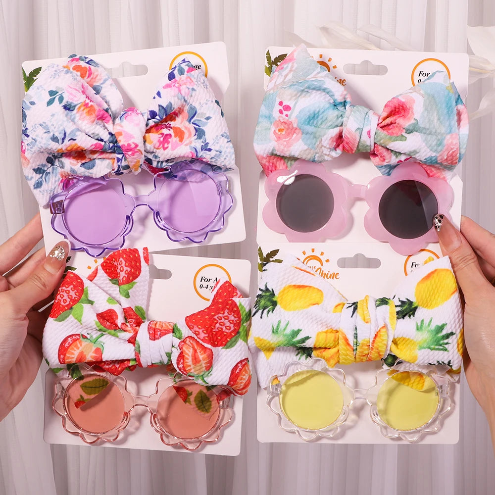 2PCS Children's Baby's Headband and Flower Sunglasses