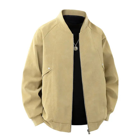 Men's Moto Biker PU Leather Jacket - Baseball Collar Casual Outerwear