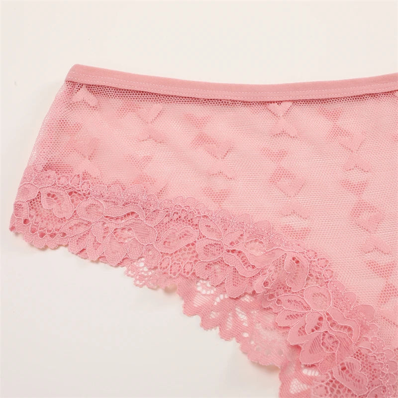 Women's Lace Panties Set - 5 Pack Floral Hollow Out Briefs (S-XL)
