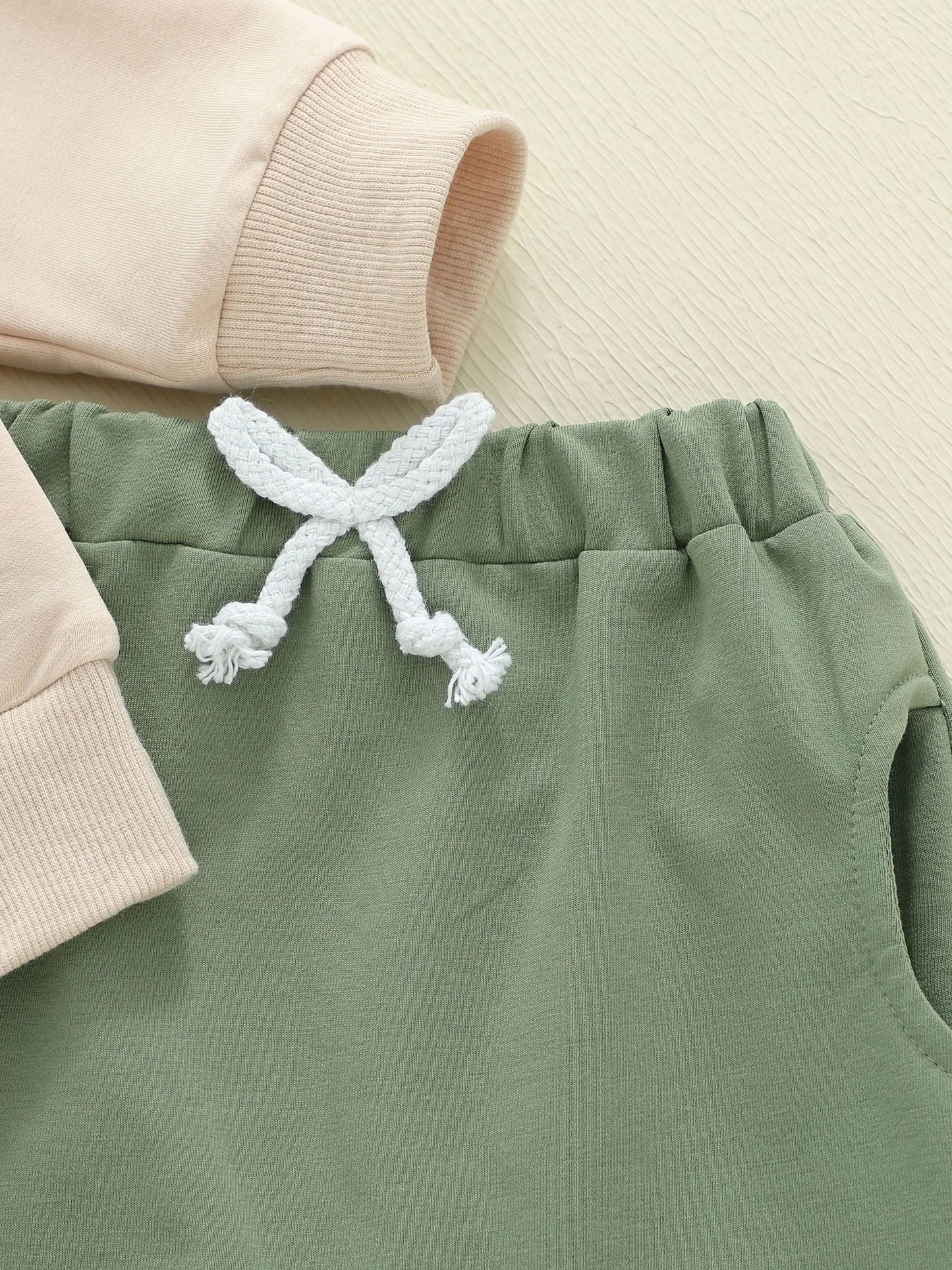 Infant Baby Boys Fall Winter Clothes Set - Fruit Letters Embroidery Long Sleeve Pullover Sweatshirt & Solid Pants