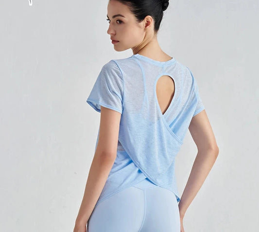 Polyester Sports T-Shirt - Breathable Yoga Running Fitness Top Plus Size