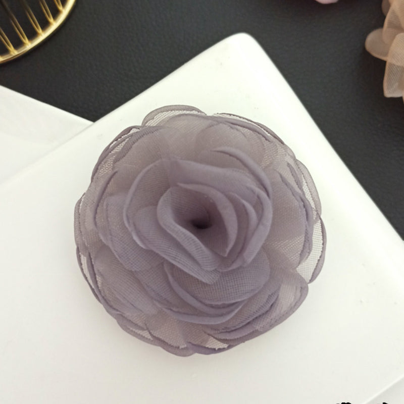 Elegant Fabric Silk Flower Brooch - Purple