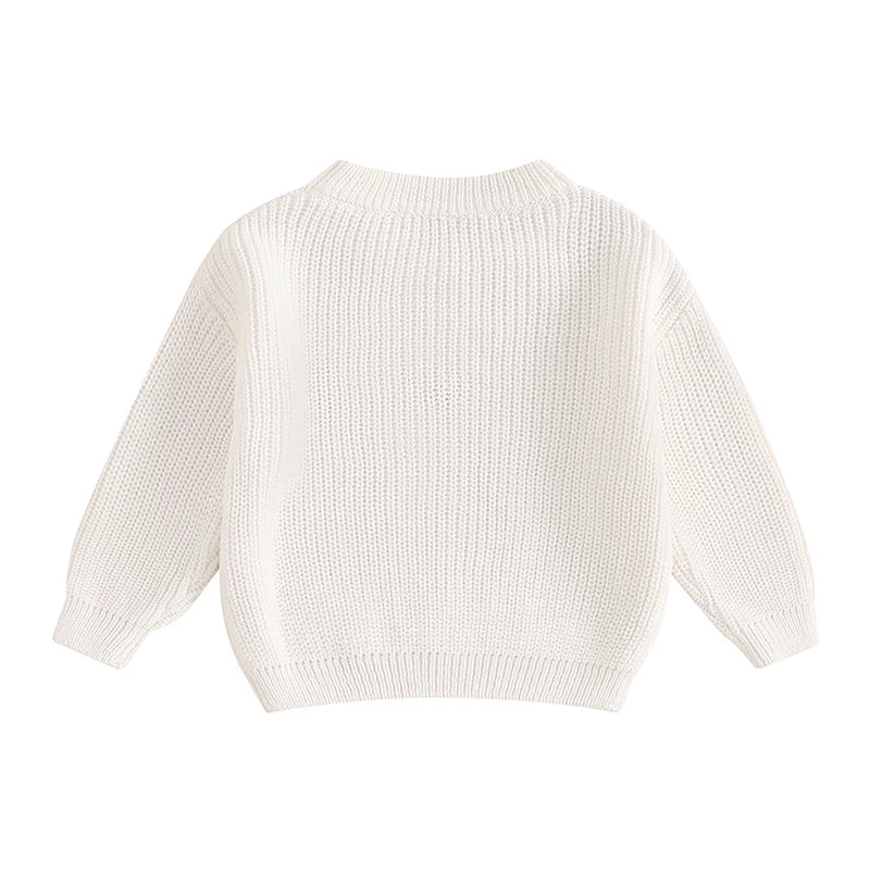 Mommy and Me Matching Baby Girls Sweaters 0-6Y Ribbed Long Sleeve Letter Embroidery Knit Top