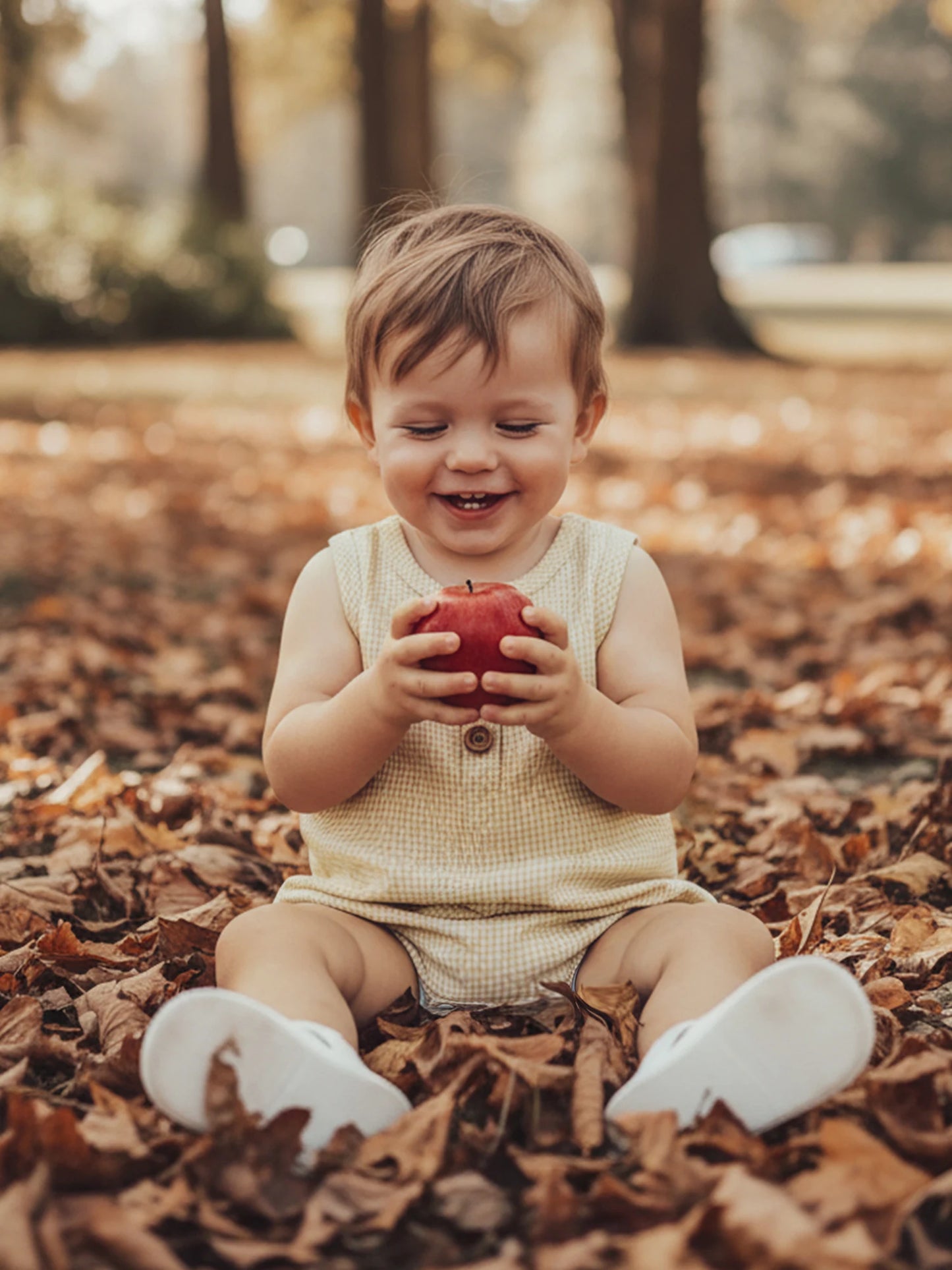 Baby Romper - Plaid Button-Down Sleeveless Jumpsuit (Unisex)