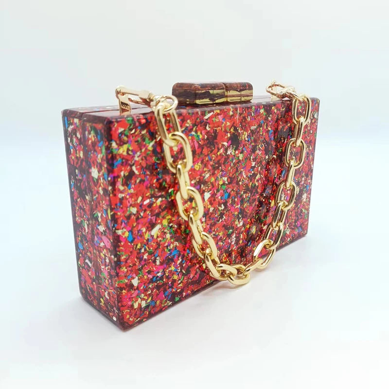 Women's Acrylic Boho Clutch Crossbody Handbag