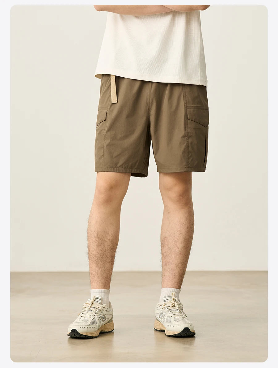 Men's  Summer Oversize 145gsm Elastic Quick Dry Fabric Elastic Waist Cargo  Shorts