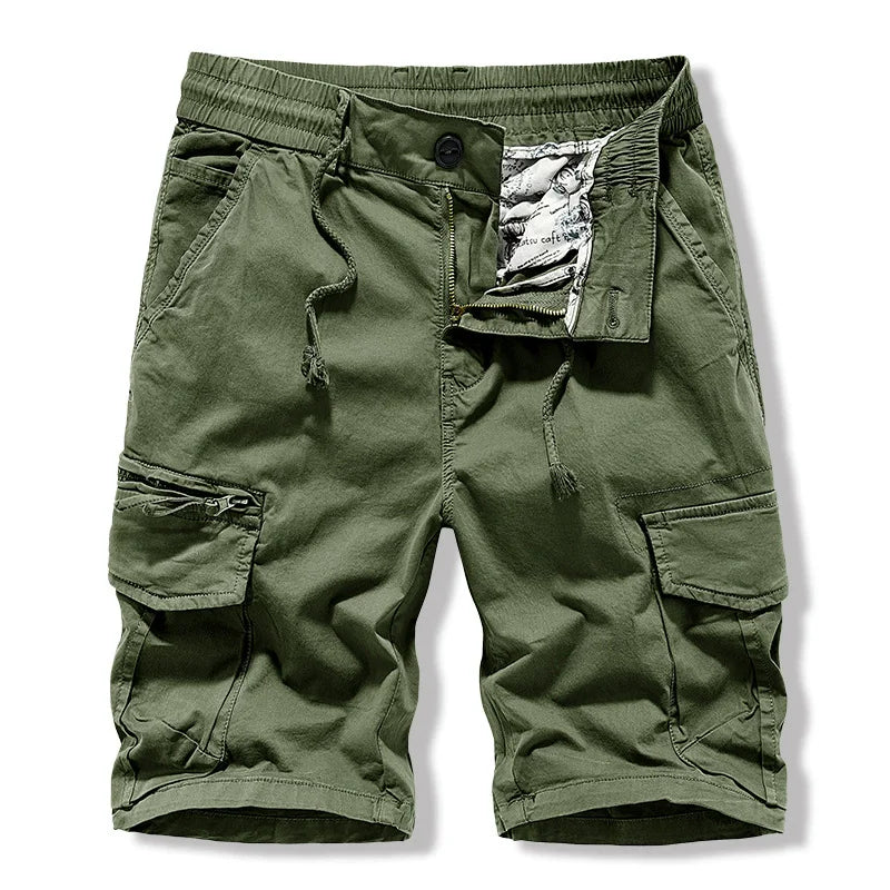Men's Cotton Safari Shorts - Multi Pocket Knee Length Casual Shorts