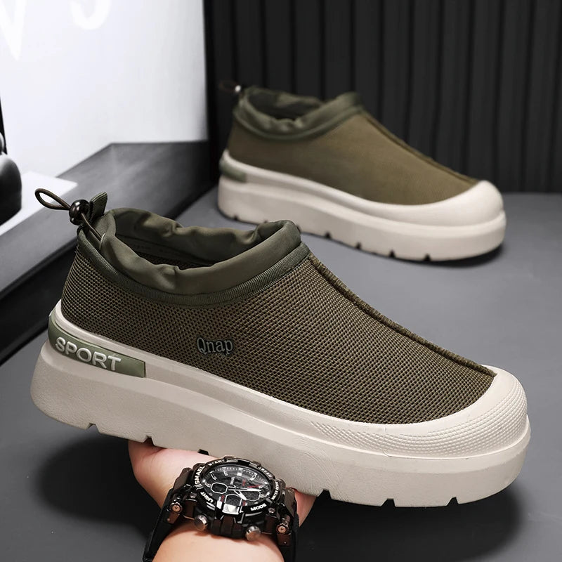 Men's Platform Vulcanized Slip-On Sneakers - Comfortable Running Tennis Shoes