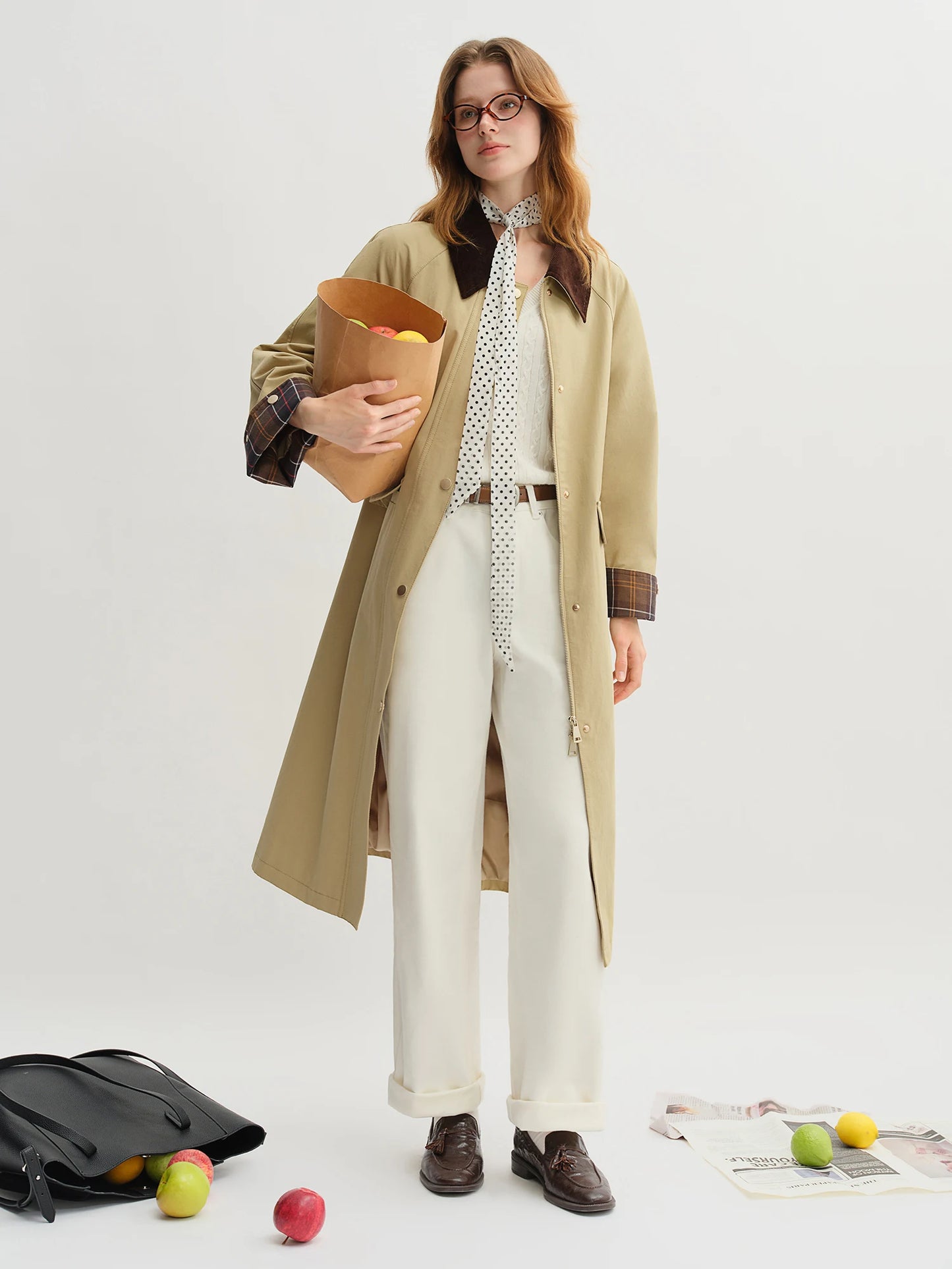 Women's Khaki Retro Barn Style Trench Coat - Long & Short Options