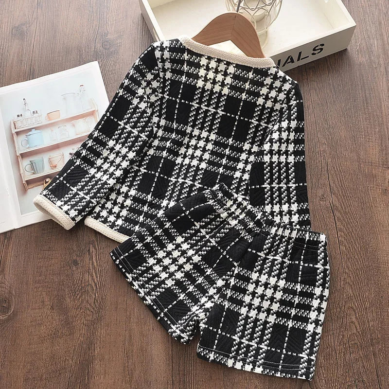 Girl's Long Sleeve Plaid Set - Top and Pant 2pcs Outfit