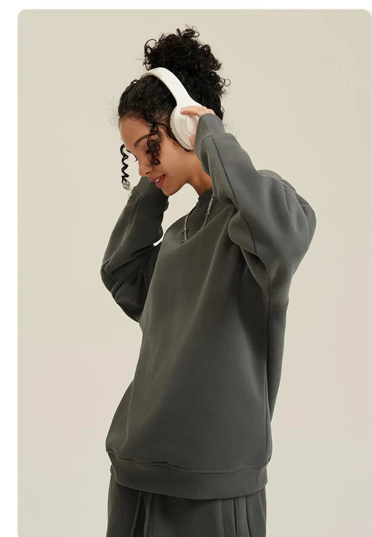 Unisex Round Neck Oversized Sweatshirt and Joggers Set