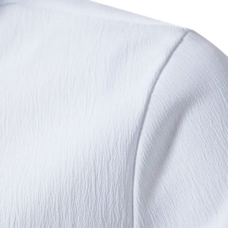 Men's Summer Stand Collar Short Sleeve Casual Slim Fit Pullover Shirt