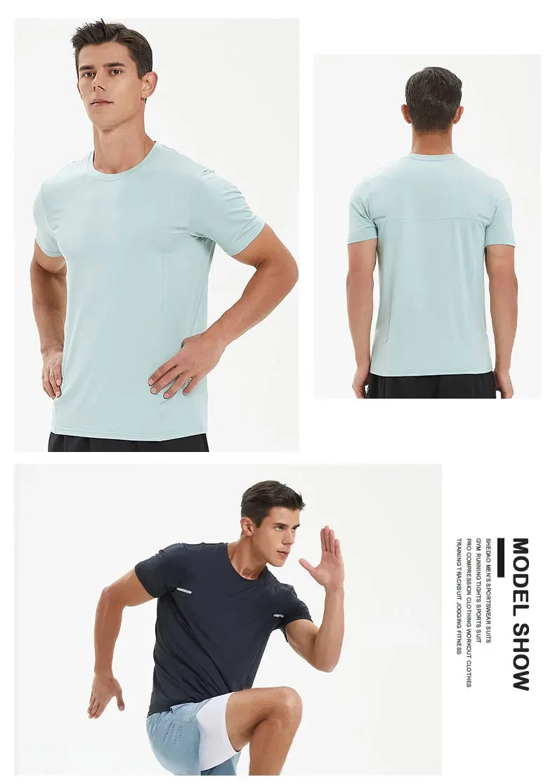 Men's Sports Fitness Short Sleeve Gym Compression Workout Casual Quick Dry Muscle Fit T-Shirt